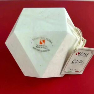 Alabaster Paperweight Hand Carved MCM Geometric Shape Italy Office Decor NWT
